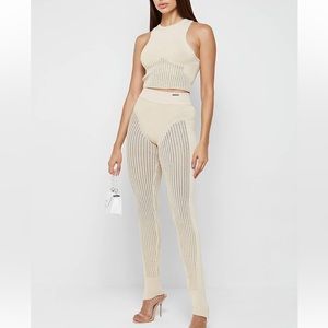 Maniere De Voir Knitted Two Piece Set Beige Cream Small